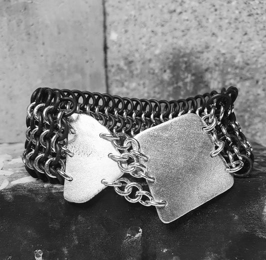 Chainmail - Rubber and Silver Bracelet